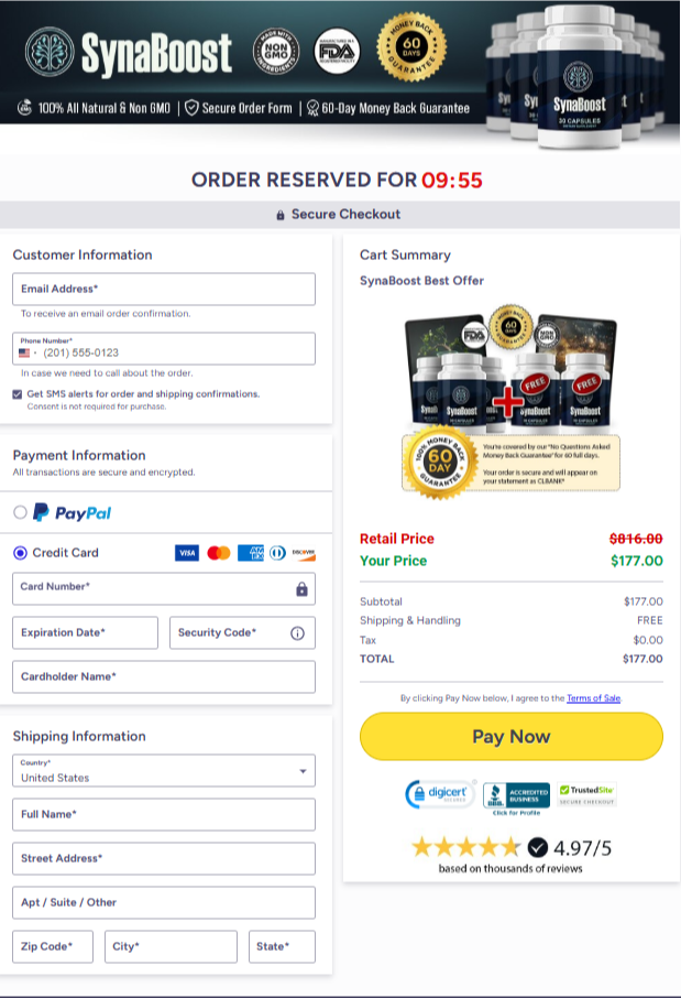 SynaBoost Official Website Secure Order Page